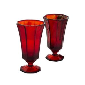 Octagonal Ruby Iced Tea Glass by Independence with Cadmium x 2